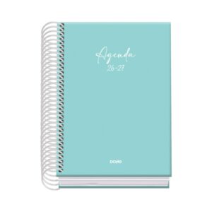 dohe basic serenity agenda escolar 26/27 formato a6 dia pagina papel offset ahuesado 70g cubierta de carton plastificado espiral metalica goma 12x17x3cm color verde