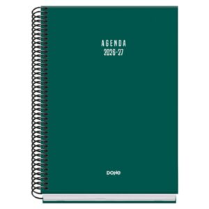 dohe basic colour vibes agenda escolar 26/27 formato a5 semana vista papel offset ahuesado 70g cubierta de carton plastificado espiral metalica goma 15x21x2cm color verde
