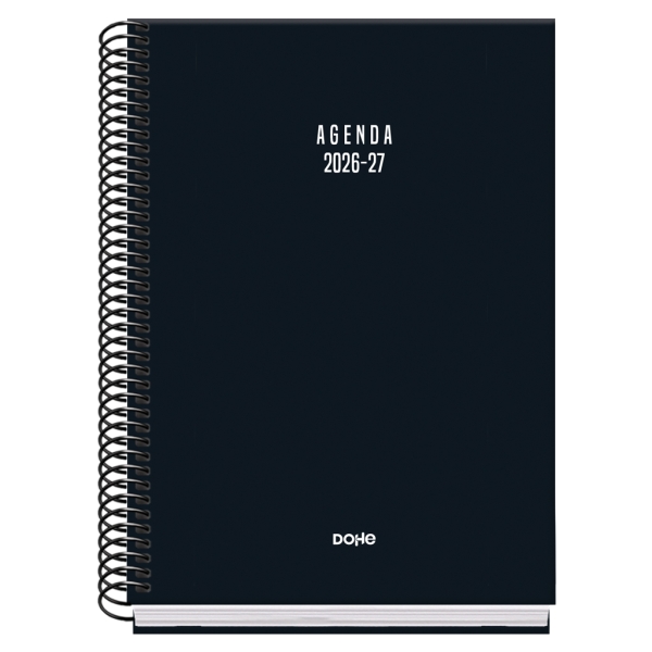 dohe basic colour vibes agenda escolar 26/27 formato a5 semana vista papel offset ahuesado 70g cubierta de carton plastificado espiral metalica goma 15x21x2cm color negro