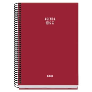 dohe basic colour vibes agenda escolar 26/27 formato a5 dia pagina papel offset ahuesado 70g cubierta de carton plastificado espiral metalica goma 15x21x4cm color burdeos