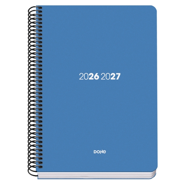dohe basic element agenda escolar 26/27 formato a5 semana vista papel offset ahuesado 70g cubierta de carton plastificado espiral metalica goma 15x21x2cm color azul