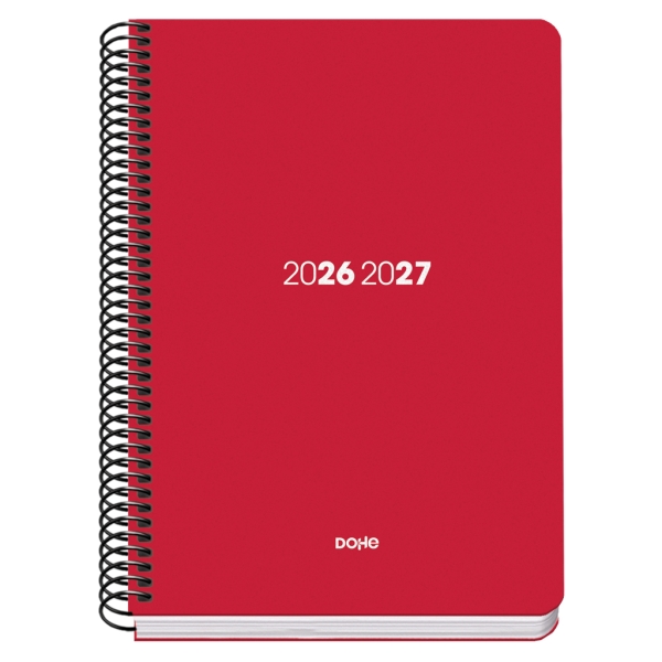 dohe basic element agenda escolar 26/27 formato a5 semana vista papel offset ahuesado 70g cubierta de carton plastificado espiral goma 15x21x2cm color rojo