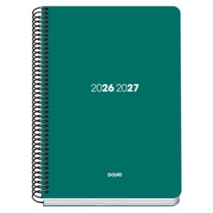 dohe basic element agenda escolar 26/27 formato a5 semana vista papel offset ahuesado 70g cubierta de carton plastificado espiral metalica goma 15x21x2cm color verde
