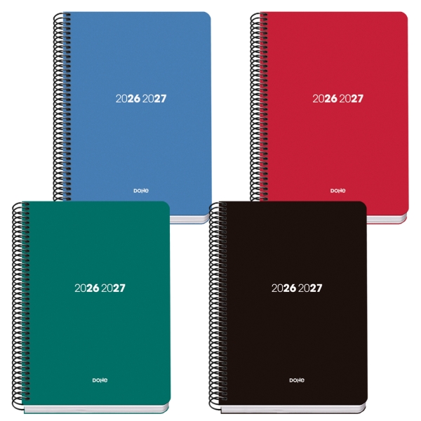 dohe basic element agenda escolar 26/27 formato a5 semana vista papel offset ahuesado 70g cubierta de carton plastificado espiral metalica goma 15x21x2cm colores surtidos