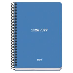 dohe basic element agenda escolar 26/27 formato a5 dia pagina papel offset ahuesado 70g cubierta de carton plastificado espiral metalica goma 15x21x4cm color azul