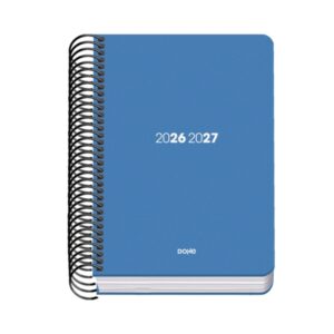 dohe basic element agenda escolar 26/27 formato a6 dia pagina papel offset ahuesado 70g cubierta de carton plastificado espiral metalica goma 12x17x3cm color azul