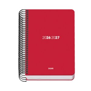 dohe basic element agenda escolar 26/27 formato a6 dia pagina papel offset ahuesado 70g cubierta de carton plastificado espiral metalica goma 12x17x3cm color rojo