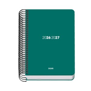 dohe basic element agenda escolar 26/27 formato a6 dia pagina papel offset ahuesado 70g cubierta de carton plastificado espiral metalica goma 12x17x3cm color verde