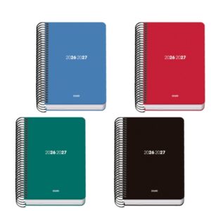 dohe basic element agenda escolar 26/27 formato a6 dia pagina papel offset ahuesado 70g cubierta de carton plastificado espiral metalica goma 12x17x3cm colores surtidos