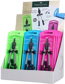 faber castell expositor de 15 compases de ajuste con tornillo central articulaciones en ambos brazos adaptador universal bote con minas