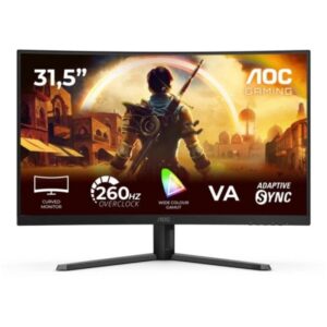 aoc g4 c32g42ze monitor 31.5" curvo 1500r led va fullhd 240hz respuesta 1ms hdmi, displayport, audio montaje vesa 100x100