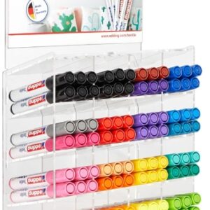 edding 4500 expositor con 96 rotuladores permanentes para textil punta redonda trazo entre 2 y 3mm olor neutro secado rapido colores surtidos gama completa
