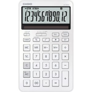 casio jw 200dq calculadora de sobremesa compacta con pantalla lcd de 12 digitos calculo de impuestos, porcentajes, raiz cuadrada etc... alimentacion solar y pilas color blanco
