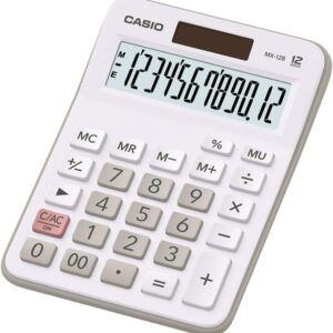 casio mx 12b calculadora de escritorio pequeña pantalla lcd de 12 digitos solar y pilas color blanco