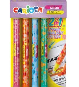 carioca memo switch 2 en 1 pack con 4 rotuladores una punta subraya y la otra cambia de color colores surtidos