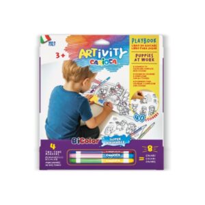 carioca artivity rotuladores libro con 40 pegatinas para colorear + 4 rotuladores bicolor 8 escenarios para colorear
