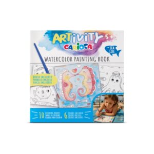 carioca artivity acuarelas sea life libro para colorear con acuarelas cada pagina contiene una paleta con 6 colores de acuarela pincel incluido