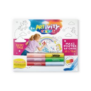 carioca artivity fairy tale poster maxi para colorear tamaño 90x60cm incluye 6 temperas solidas temperello