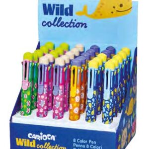 carioca wild collection expositor con 30 boligrafos de 8 colores punta 1mm divertidos diseños de animales clip de sujeccion