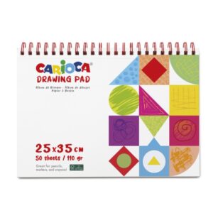 carioca cuaderno de dibujo con 50 hojas precortadas 25x35cm papel de 110gr no traspasa la tinta