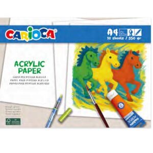 carioca acrylic pack con 10 hojas a4 para rotuladores y pintura acrilica papel de 350gr no deja que los colores traspasen