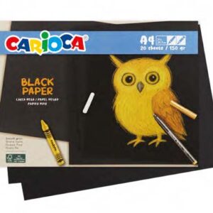 carioca black pack con 20 hojas a4 de color negro papel de 150gr recomendado para tizas, ceras, rotuladores brillantes etc...