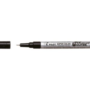 pilot super color rotulador permanente fino punta de 1mm de poliacetal tinta muy densa y opaca cuerpo metalico color plata