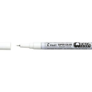 pilot super color rotulador permanente fino punta de 1mm de poliacetal tinta muy densa y opaca cuerpo metalico color blanco