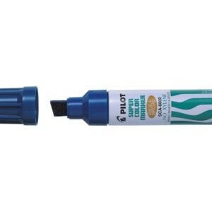 pilot super color 6600 rotulador permanente multisuperficie extragrueso punta biselada extragruesa de fibra tinta base alcohol libre de xileno cuerpo metalico color azul