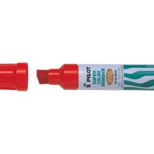 pilot super color 6600 rotulador permanente multisuperficie extragrueso punta biselada extragruesa de fibra tinta base alcohol libre de xileno cuerpo metalico color rjo