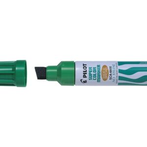 pilot super color 6600 rotulador permanente multisuperficie extragrueso punta biselada extragruesa de fibra tinta base alcohol libre de xileno cuerpo metalico color verde