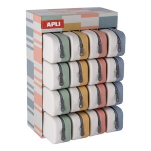 apli up north bicolor expositor de 16 estuches de silicona rectangulares bicolor cremallera repelente al agua medidas 75x185x55mm colores surtidos