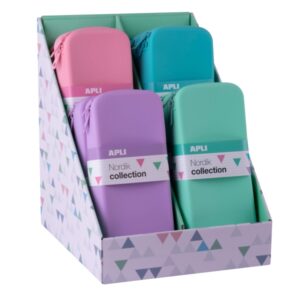 apli nordik expositor de 8 estuches de silicona ovalados resistentes al agua medidas 225x45x105mm colores surtidos