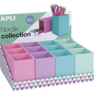 apli nordik expositor de 12 portalapices silicona cuadrados medidas 70x70x95mm colores surtidos