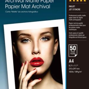 epson archival matte pack de 50 hojas de papel fotografico a4 gramaje de 192g/m2 acabado mate compatible con impresoras inkjet color blanco