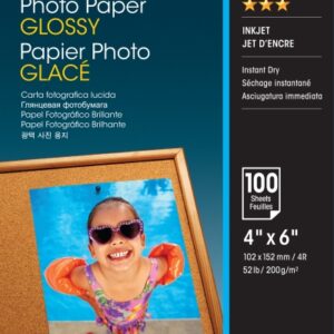 epson photo glossy pack de 100 hojas de papel fotografico 10x15cm gramaje de 200g/m2 acabado brillante compatible con impresoras inkjet color blanco