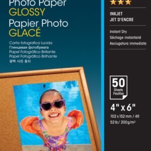 epson photo glossy pack de 50 hojas de papel fotografico 10x15cm gramaje de 200g/m2 acabado brillante compatible con impresoras inkjet color blanco