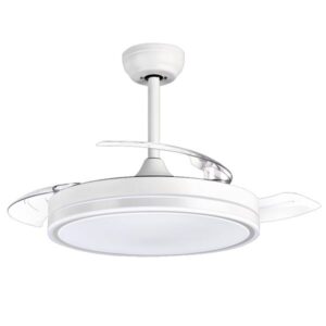 muvip ventilador de techo de 106cm 30w 4 aspas retractiles luz led integrada temporizador 6 velocidades color blanco