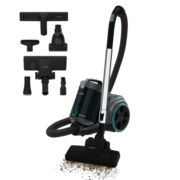 cecotec conga rockstar multicyclonic xl powerstyle aspiradora de trineo con cable 900w 20kpa de succion deposito 3.3l doble filtro hepa accesorios multifuncion ideal mascotas color negro