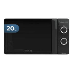 cecotec proclean 3030 microondas 700w capacidad 20l modo descongelar facil limpieza tecnologia 3dwave 6 niveles avisador acustico color negro