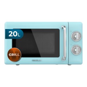 cecotec proclean 3110 retro blue microondas con grill 700w capacidad 20l 6 niveles estilo vintage avisador acustico color azul claro