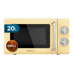 cecotec proclean 3110 retro yellow microondas con grill 700w capacidad 20l 6 niveles estilo vintage avisador acustico color amarillo pastel