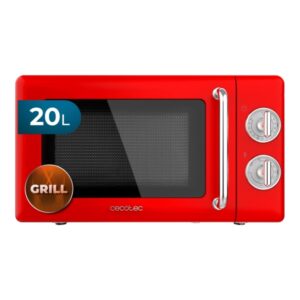 cecotec proclean 3110 retro red microondas con grill 700w capacidad 20l 6 niveles estilo vintage avisador acustico color rojo