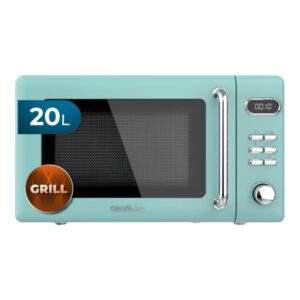 cecotec proclean 5110 retro green microondas con grill 700w capacidad 20l 5 niveles bloqueo de seguridad infantil avisador acustico color menta