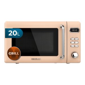cecotec proclean 5110 retro beige microondas con grill 700w capacidad 20l 5 niveles bloqueo de seguridad infantil avisador acustico color beige