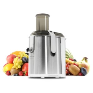 cecotec strongtitanium 19000 xxl licuadora orbital 2000w 19000rpm deposito de 2l jarra de zumo 950ml boquilla antigoteo base antideslizante entrada xxl de 75mm color acero y blanco