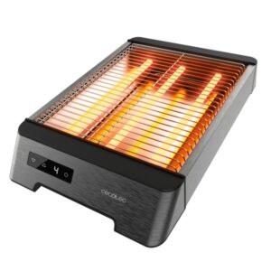cecotec niceslice touch tostadora horizontal 1000w 3 resistencias de cuarzo pantalla tactil 6 niveles de tostado bandeja recogemigas indicador luminoso color acero y negro