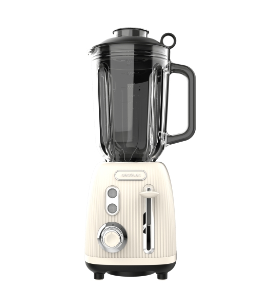 cecotec power black titanium retrobeige batidora de vaso 1200w jarra de 1.5l funcion pulse 4 hojas recubiertas de titanio velocidad ajustable color beige