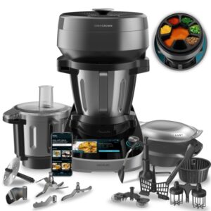 cecotec mambo cooking totalgourmet robot de cocina con dispensador de alimentos automatico 2200w recetario accesorios multifuncion pantalla tactil control con app color gris y negro