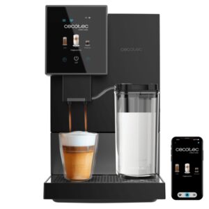 cecotec cremmaet compactccino connected black silver cafetera superautomatica molinillo 19bar deposito 1.1l pantalla tft wifi tanque de leche 400ml thermoblock color negro